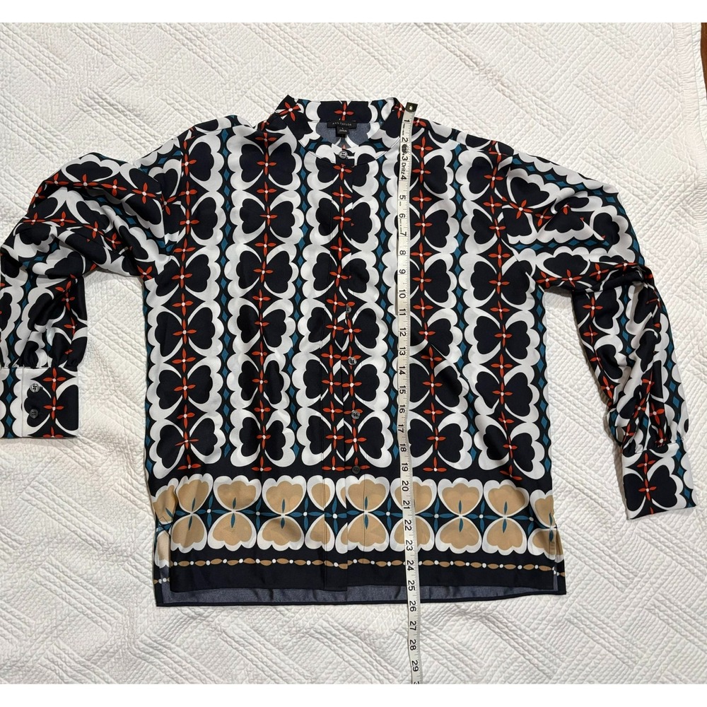 Ann Taylor Women's Floral Geometric Long Sleeve Blouse Size Small Office Classic - Picture 3 of 8